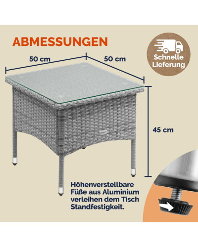 Beistelltisch Eckig Aluminium Schwarz 50 Zentimeter
